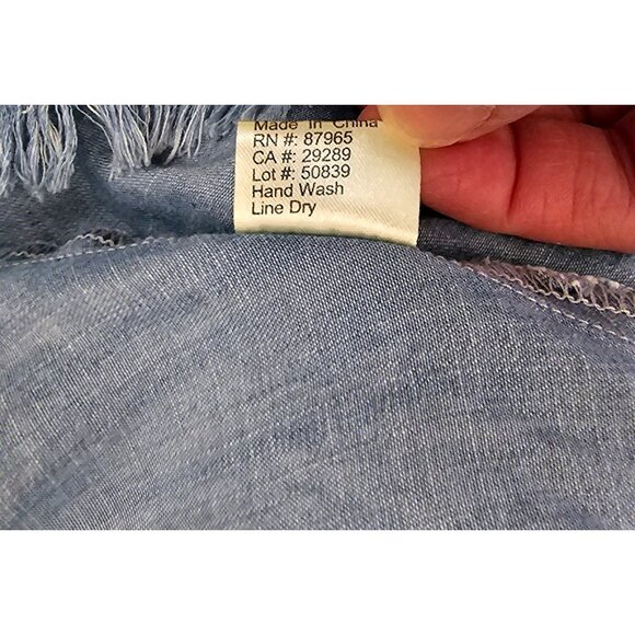 Elan Off-Shoulder Denim Tencel Dress With Frayed Hemline Women's Size M - Picture 7 of 10